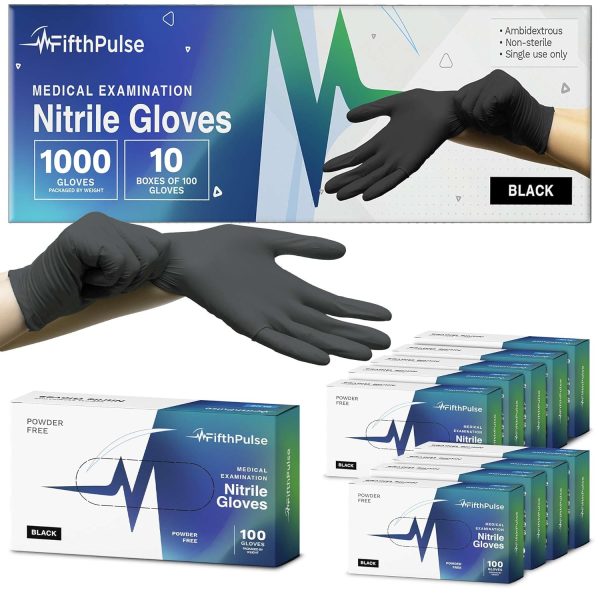 6 15 Medical Exam Black Nitrile Gloves