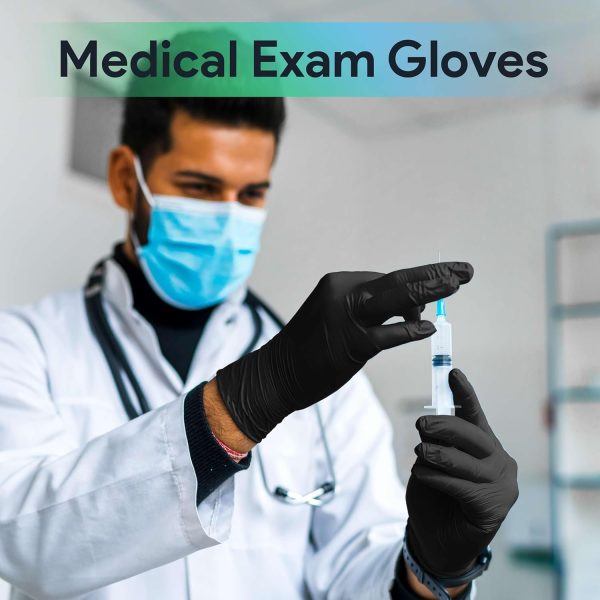 6A 18 Medical Exam Black Nitrile Gloves