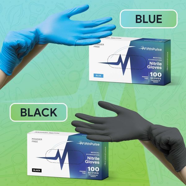 6D 12 Medical Exam Black Nitrile Gloves