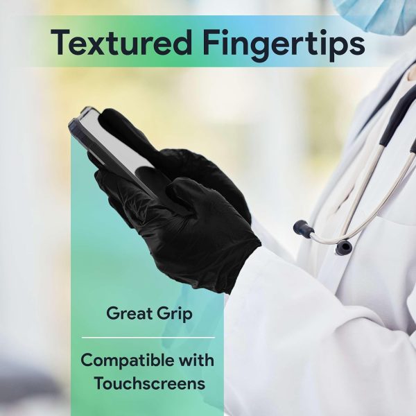 6E 7 Medical Exam Black Nitrile Gloves