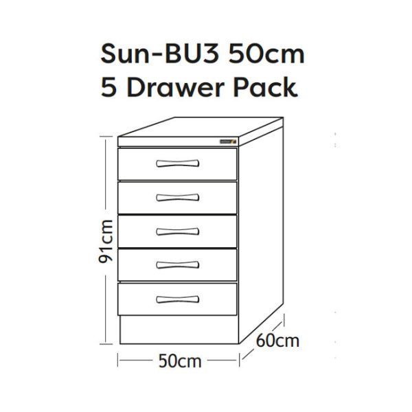 17B 5 50Cm 5 Drawer Pack Cabinet