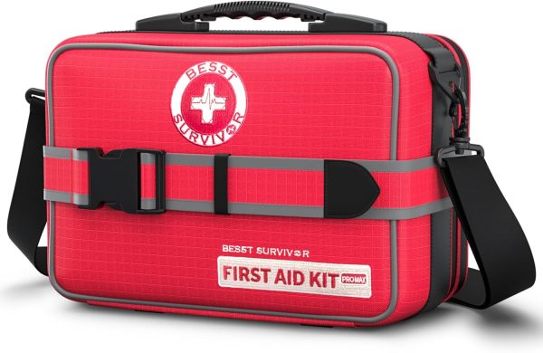 3. Upgrade Comprehensive Premium First Aid Kit, Labeled Compartments Trauma Kits With Shoulder Strap, Large Emergencies Medical Kits For Home, Truck, Camping, Sports, Outdoor Emergencies -401 Piece Set