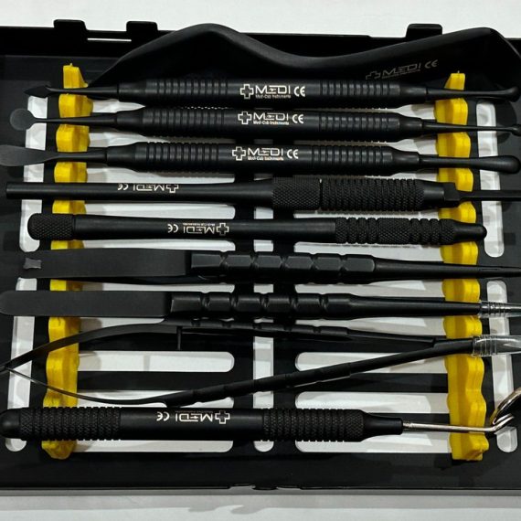oral surgery kit, micro periodontal tools, dental precision instruments, black surgical kit, oral care tools, periodontal surgery equipment, dental surgery essentials, professional oral tools, precision dental kit, dental care instruments
