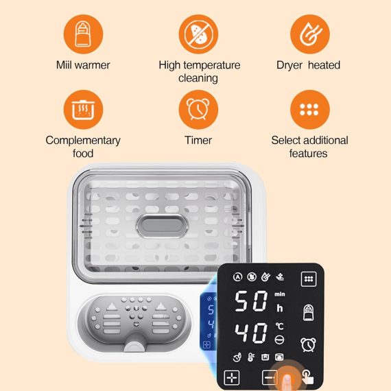 Baby Bottle Sanitizer and Dryer 8-in-1 Electric Steamer Bottle Sanitizer Fast Bottle Warmer Timer Breastmilk Formula Sanitizer Accurate Temperature Adjustment 24 Hours Storage