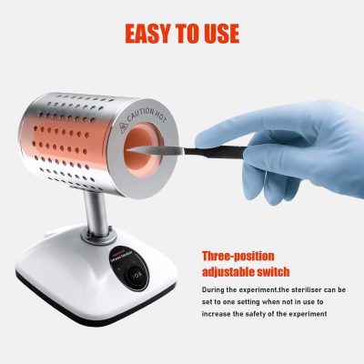 Lab Infrared Sterilizer with 14/35mm Inoculation Loop Sterilizer, High Temperature Heating Two Adjustable Heating Temperatures 400°C/825°C, for Scalpel Needle Inoculating Loop Vaccination