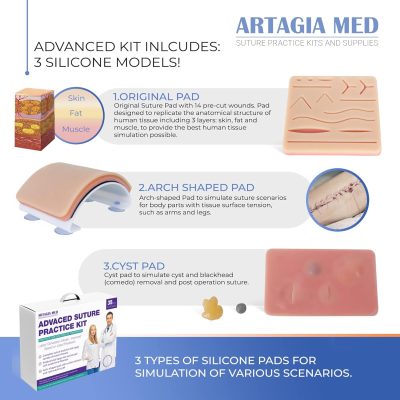 medical practice kit, suture training kit, medical student supplies, advanced suture kit, suture practice model, surgical training tools, complete suture set, medical education tools, suture pad kit, surgical simulation kit, suture practice equipment, medical skills training, suture thread kit, medical training model, suture practice supplies